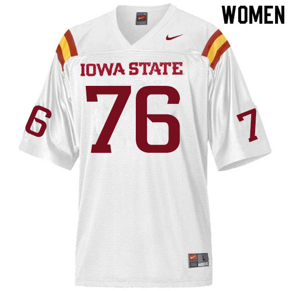 Women #76 Joey Ramos Iowa State Cyclones College Football Jerseys Sale-White - Click Image to Close